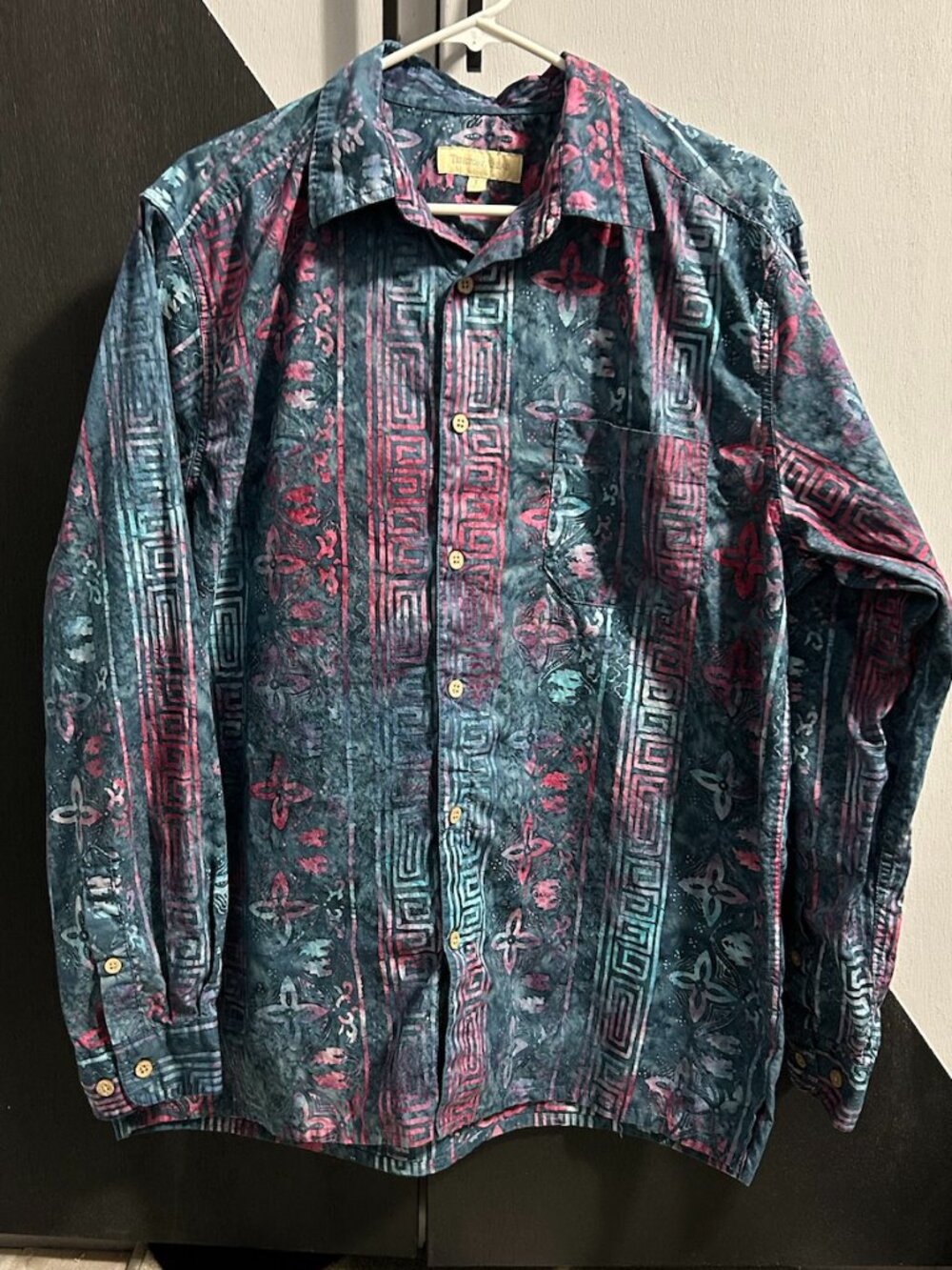The Territory Ahead VTG Abstract Geo Batik Print Button Down LS Shirt Men's L